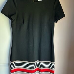 Calvin Klein Black Dress with Red and White Stripes